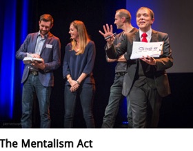 The French magician Boris Wild on stage performing his mentalism act